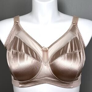 Goddess Keira Banded Wire Free Bra US Size 38H Fawn Satin Wireless 6093 Unlined